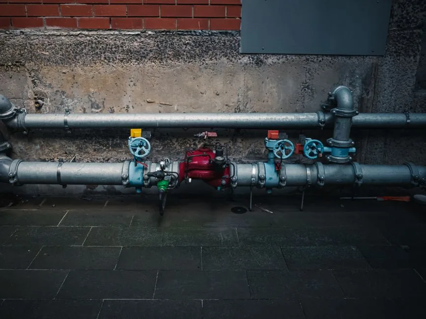 Stainless steel process valves and pipework on an industrial skid